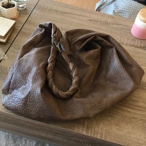 Medium Sized Brown and Gold Braided Strap Purse